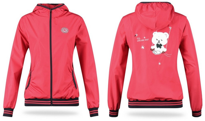 PG골프클럽 여성 곰돌이 캐릭터 아트웍 풀집업 봄 후드 점퍼 바람막이