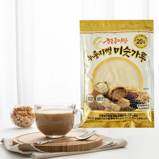 [황금이삭]누룽지뻥 시리얼 미숫가루 600g 20곡 선식 블랙푸드 검은콩 흑임자 흑미 식사대용, 20개
