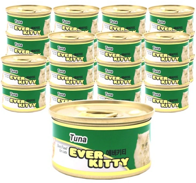 에버키티 고양이캔 90g 참치 치어 참치닭고기 참치게살 대용량 박스 5종맛 길고양이 주식캔 영양간식, 24개, 80g, 참치맛 - 쿠팡