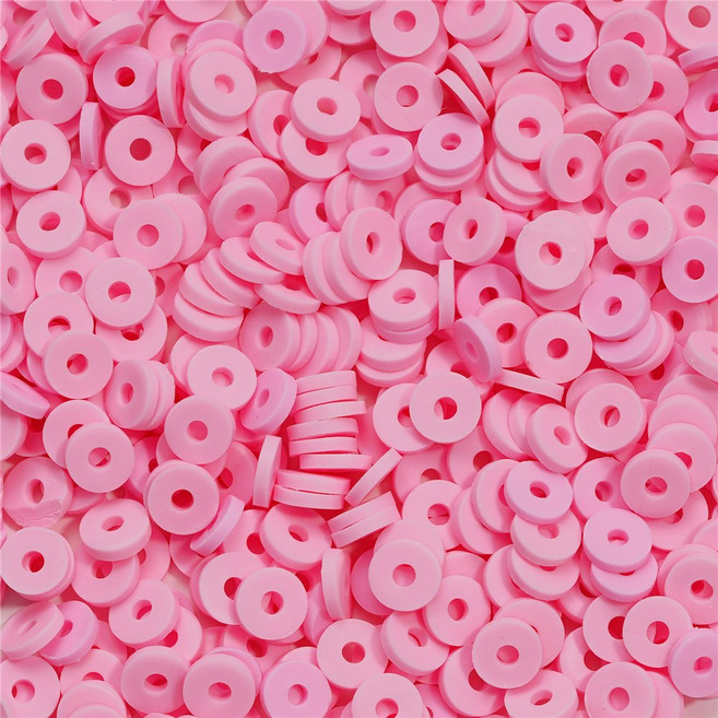 350PCS 6MM 플랫 비즈 만들기 DIY 클레이 팔찌 스페이서 액세서리 라운드 목걸이 바느질 보석에, Pink 02