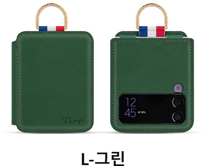 폰폰 갤럭시 Z플립4 SM-F721 전용 사피아노 핏 3장 카드 수납 포켓 핑거링 플립커버 케이스