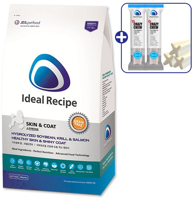 아이디얼레시피 스킨앤코트 강아지사료 가수분해 피부모질 + 크레이지츄 2개 증정, 6kg, 1개, 가수분해연어