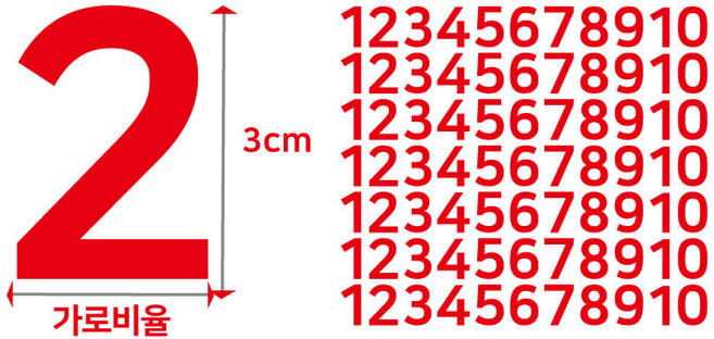 미니숫자스티커 작은 번호혼합 시트지 메뉴판 금액 수정 2cm 3cm 4cm 다용도 소형 스티커, 빨강