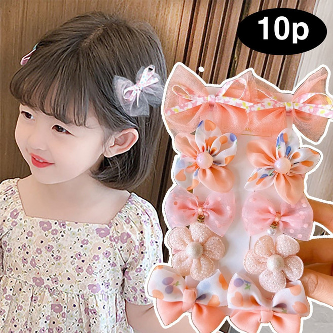 은꽃밴드 쌍쌍 플라워 헤어핀 세트 유아 머리핀