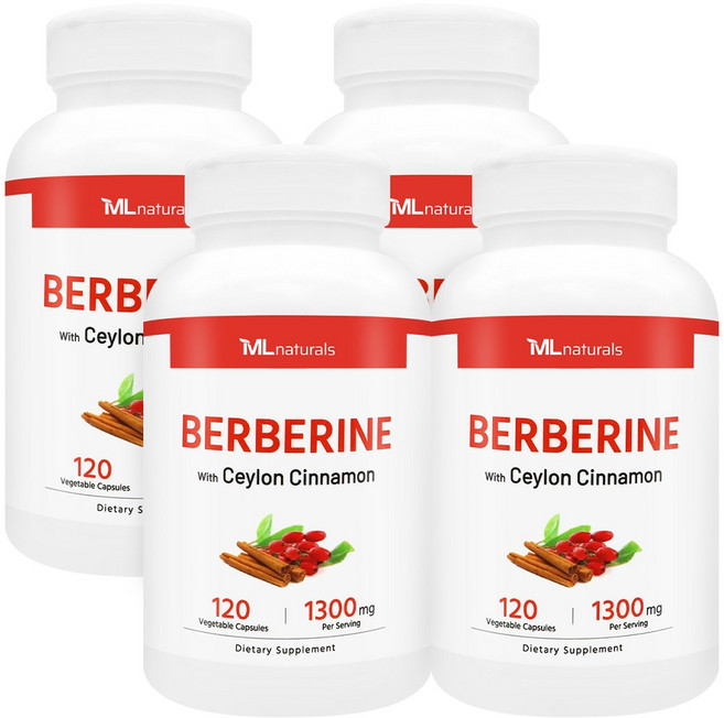 [미국빠른직구] 신제품 마이라이프 내추럴스 베르베린 1300mg with 실론시나몬, 4개, 120정