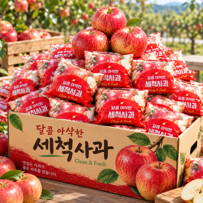 [10박스한정] 껍질째먹는 세척사과 고당도햇사과 산지직송, 1박스, 5kg(세척)