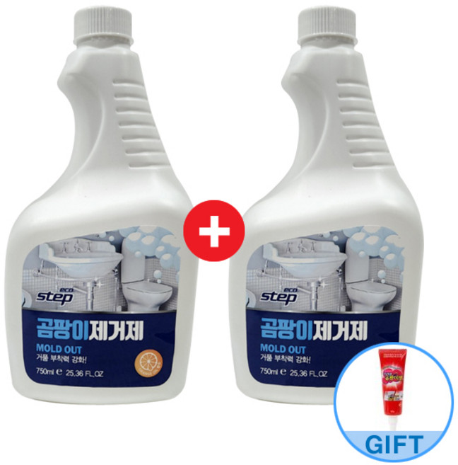 에코스텝 (1+1) 벽지 화장실 실리콘 욕실 창틀 벽지 곰팡이 젤 제거제 750ml, 750ml+750ml+120ml (기프트)