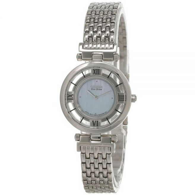 [Citizen] 시티즌 스틸레토 에코 드라이브 블루 MOP 다이얼 스테인리스 여성용 시계 EG3080-55N