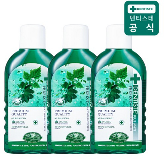 덴티스테 내츄럴 오랄린스 구강청경제, 450ml, 3개