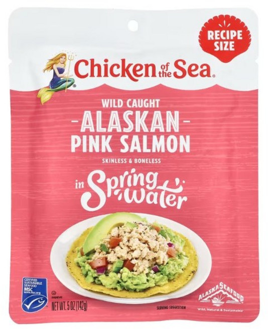 Chicken of the Sea 다양한 요리용 신선한 재료 풍부한 영양 알래스카산 자연산 핑크 연어 142g 2개, 6개