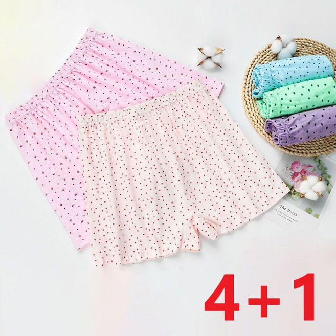 5종세트 빅사이즈 와이드 순면 빅사이즈 엄마 노인 사각 팬티 하이웨이스트 속바지 여름 이너 홈팬츠5p swygsqql