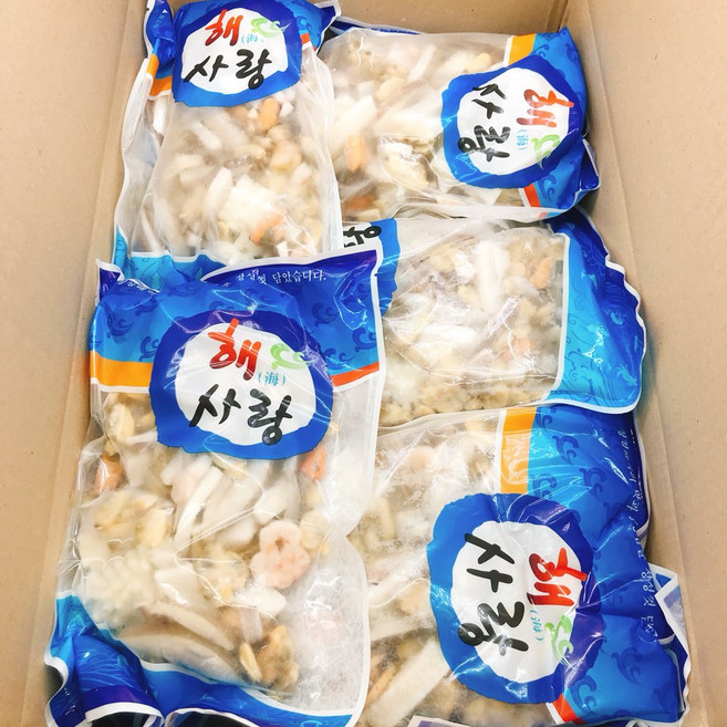 도매/업소용 해물모듬 1박스(700g x 10개입) 6가지 해물믹스 해산물모듬, 1