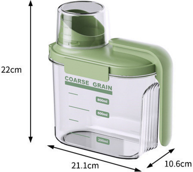 密封罐 五穀雜糧儲物罐 廚房收納 冰箱零食茶葉透明塑料盒 食物密封桶 飼料桶 米桶, 1個, 綠色,小號【把手款】