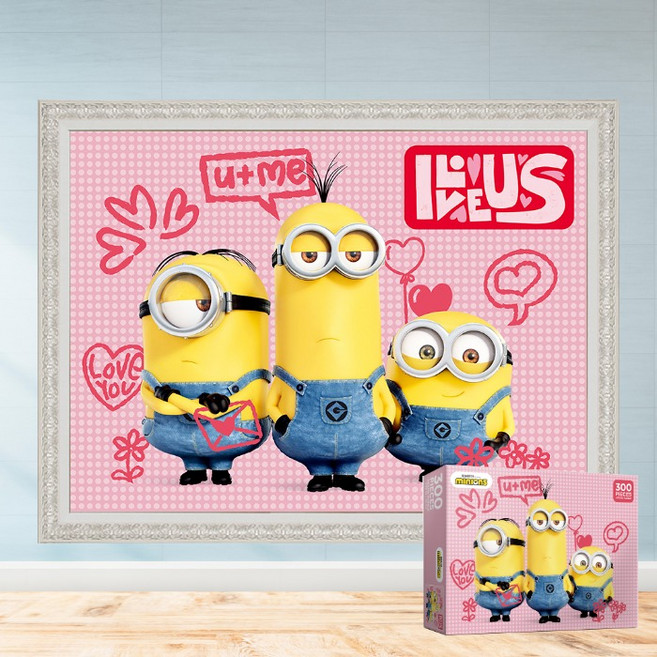 모두의취미 아이러브유 미니언즈 300피스 직소퍼즐, 1개, 액자세트(매트화이트)