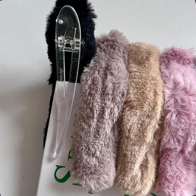 페이크퍼 헤어집게핀 일자핀 빅사이즈 겨울올림머리 아크릴소재 집게