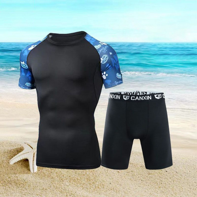 꽃소담 남자 스판 슬림핏 수영복 상의 하의 반바지 긴바지 래쉬가드 투피스 MQ26A568