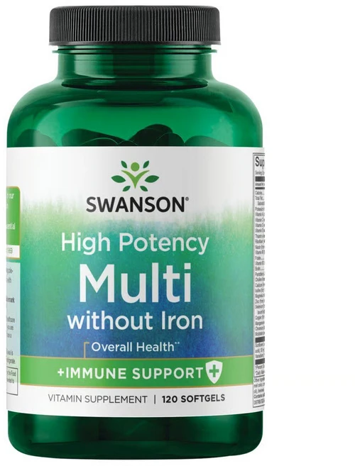 Swanson Vitamins 스완슨 고함량 종합 비타민 철분 무함유 소프트젤 120정 131673, 1개 - 쿠팡