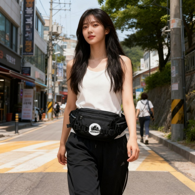 대용량 힙색 허리가방 크로스백 겸용 경량 나일론 남녀공용 데일리 여행가방