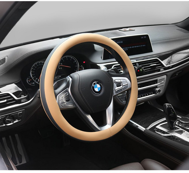 [현대] 디 올뉴 그랜저 GN7 (2023년~) 차량용품 자동차핸들커버 D컷 가죽 핸들커버 그랜저gn7몰딩 그랜저gn7 핸들몰딩 그랜저gn7 차량용품, 섀들브라운&네이비블루