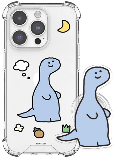 삐뚤빼뚤 공룡 갤럭시 아이폰 방탄 젤하드 휴대폰 케이스 +아크릴톡 세트