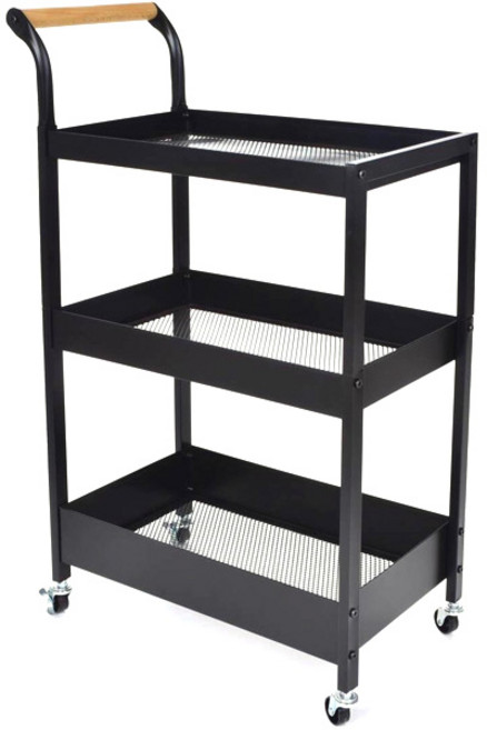 철제 이동식 트롤리 3단 틈새 수납 카트, 블랙