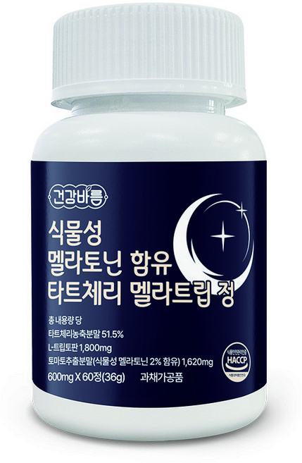 건강바름 식물성 멜라토닌 함유 타트체리 멜라트립 정 36g, 1개, 60정