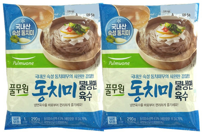 풀무원 동치미물냉면육수, 옵션 x 2개, 290g, 2개
