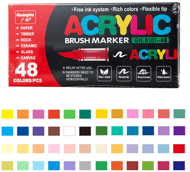 미니플 컬러웨이브 전문가용 아크릴 마카펜, 1세트, 48개