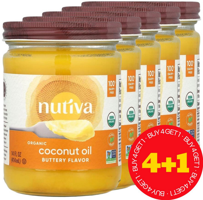 누티바 오가닉 코코넛 오일 버터맛 Organic coconut oil buttery Flavor 414ml / 해외직구 미국정품, 5개