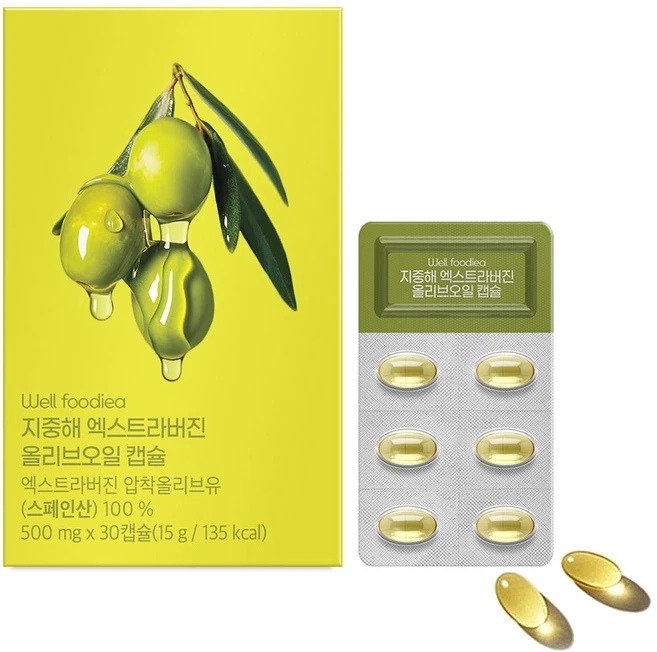 웰푸디어 지중해 엑스트라버진 올리브오일 캡슐 30캡슐, 1개, 30정 - 쿠팡