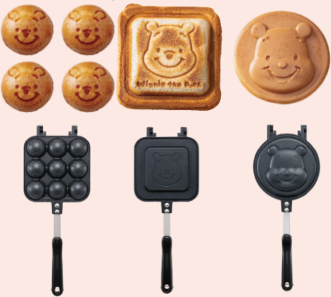 와플메이커 와플팬 타코야끼 핫케이크 샌드위치메이커 디즈니 미키 키티 푸, 샌드위치 메이커 팬, 1개