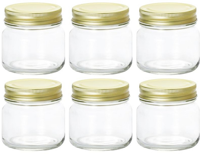 아델리아 ADERIA 더블 캡 용기 200ml 6개 세트 일본제 보존 용기 유리 캐니스터 밀폐 용기 조미료 입 병 밀폐 커피 콩 M6430, 1개, 1ml