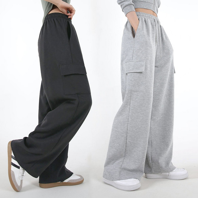 오버나인 여자 여성 기장선택 숏롱 와이드 카고 트레이닝 팬츠 바지