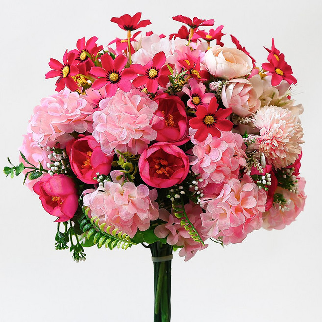 조화 꽃다발 성묘 산소 조화 코스모스 국화 꽃 인테리어 장식, 핑크, 1개