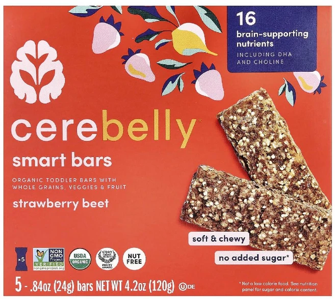 세레벨리 Cerebelly Smart Bars 유아용 바 딸기 비트 5개 각 24g - 쿠팡