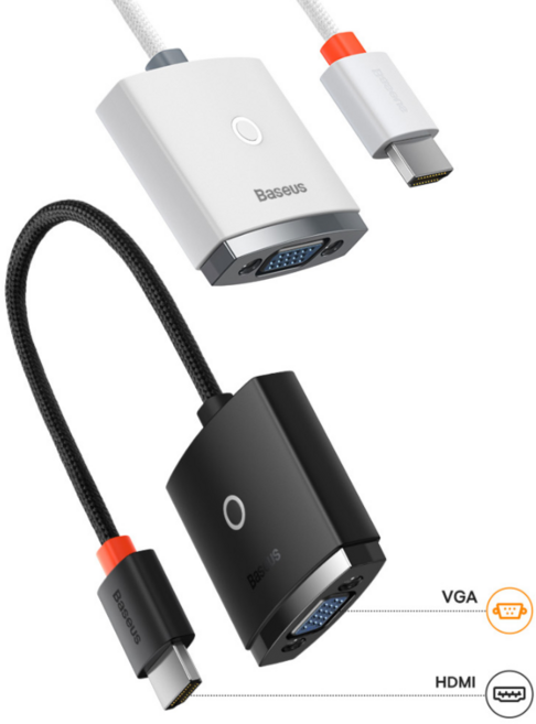 HDMI to VGA 변환 컨버터 젠더 케이블 디스플레이 아답터 3.5mm 오디오 지원 미러 확장 모드 지원 노트북 프로젝터 닌텐도 PS TV 모니터 연결, 화이트, 1개