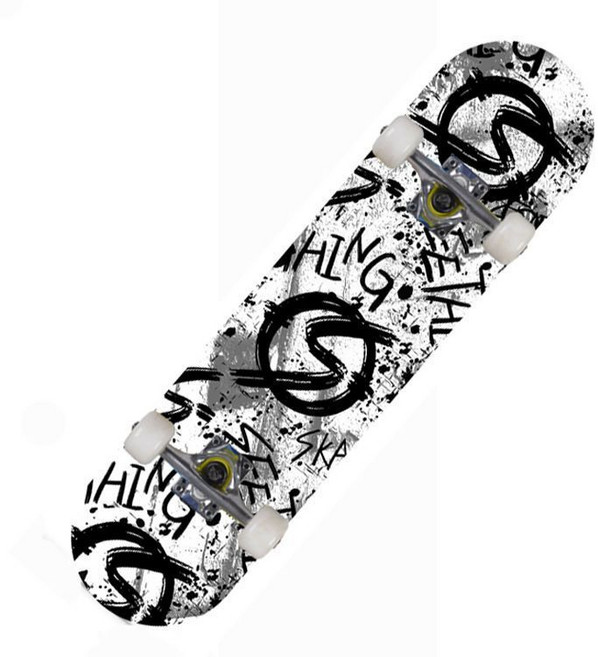 專業成人兒童幼童滑板 滑板 四輪楓木板 初學者滑板 造型滑板 雙翹板 兒童玩具 新手滑板, 專業板-水墨,不閃輪, 1個