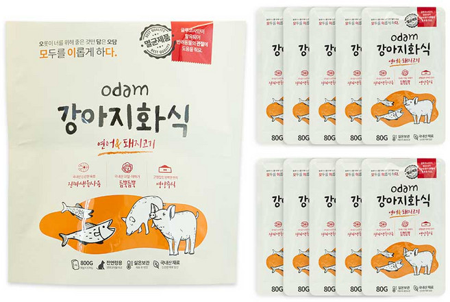 오담 강아지화식 전연령 10 개입 (80 g x 10ea), 80g, 10개, 연어