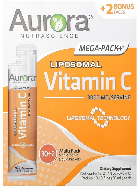 오로라 리포조말 마시는 액상 비타민C 3000mg 32팩 640ml 1일분 낱개포장, 32회분, 1개 - 쿠팡