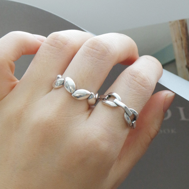 무배 92.5은반지 엔틱하트반지 체인 반지 실버 체인 유화 반지 레이어드반지 하트사슬체인