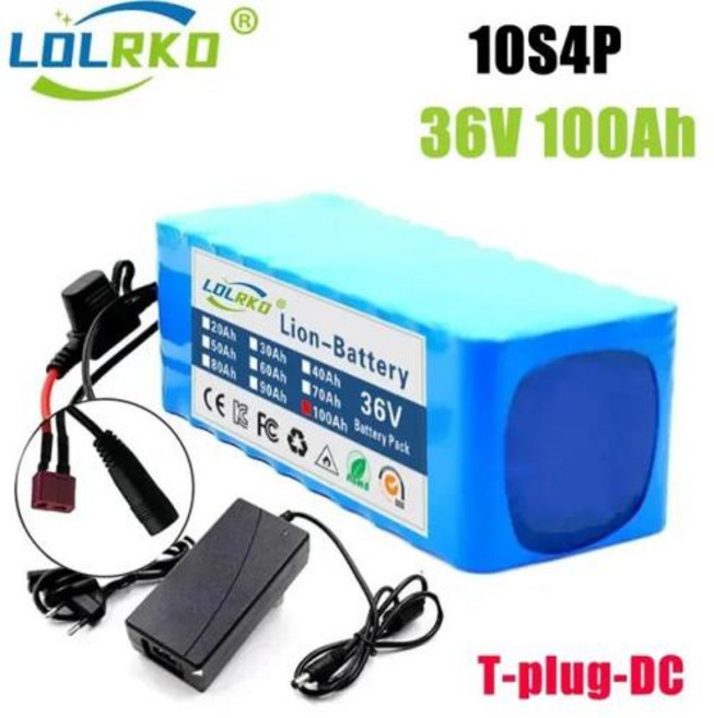 전기 자전거 전기 자동차 자전거 스쿠터 벨트용 리튬 배터리 팩 36V 10S4P 100Ah 18650 고용량 전력 42V 750W 1000W 30A BMS, 1개