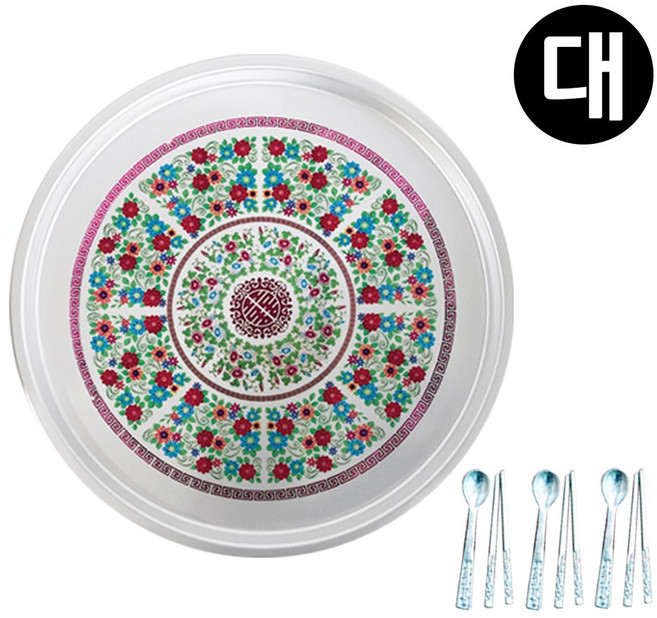 납골당 미니어처 레트로 양은 쟁반 + 수저3벌, 큰 은색 쟁반 수저 세트 2번