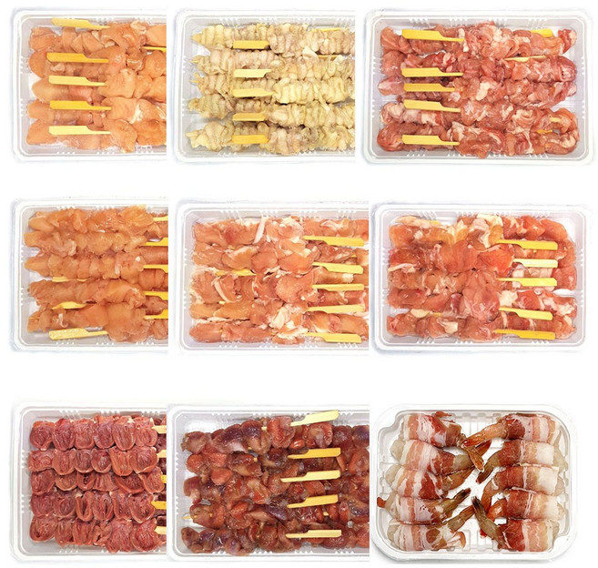 손씨푸드 국내산 닭꼬치 가슴살 염통 껍질 캠핑용 업소용 2. 닭껍질 꼬치 1팩, 400g, 1개