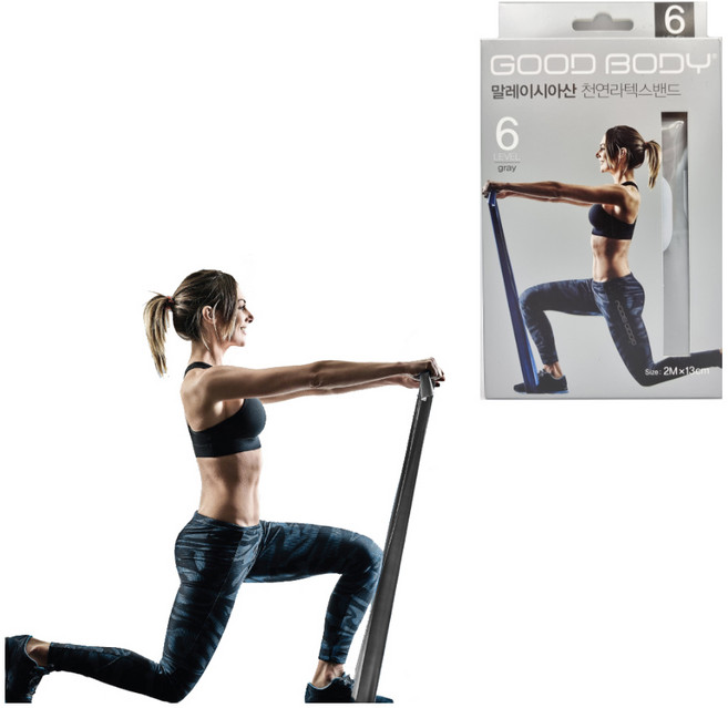 굿바디 라텍스밴드2M 6단계 말레이시아 천연고무100%, 실버, 1개
