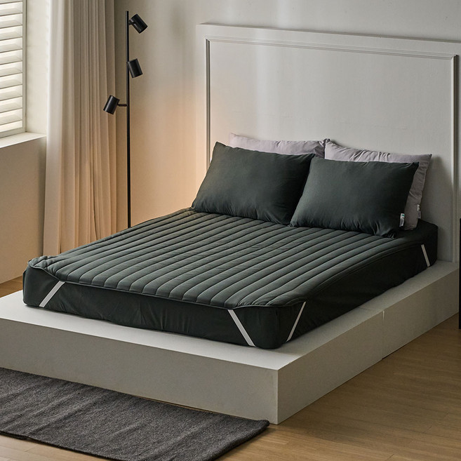 에메르 알러제로 다운필 슬로안 누빔 침대패드, 코지 차콜