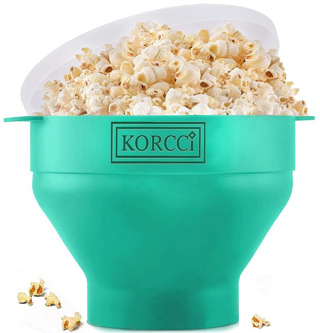 오리지널 Korcci 전자레인지 사용 가능한 실리콘 팝콘 팝퍼 접이식 메이커 볼 오일 필요 없음 전자레인지에 사용 식기세척기 가능 (블루)_156827, 2.3*9.3, 아쿠아_156827
