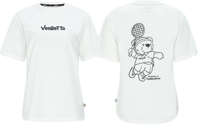 벤데타 테디베어 오버핏 배드민턴 스매싱 반팔티셔츠 VT-R234