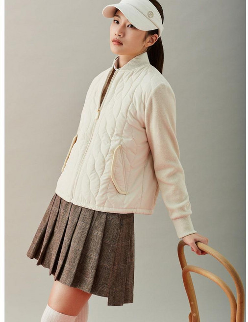 [백화점정품] [빈폴골프]여성 니트 소매 커브 퀼팅 패딩 아우터 - 아이보리(BJ4938A090) 슬림해보이는 일상까지