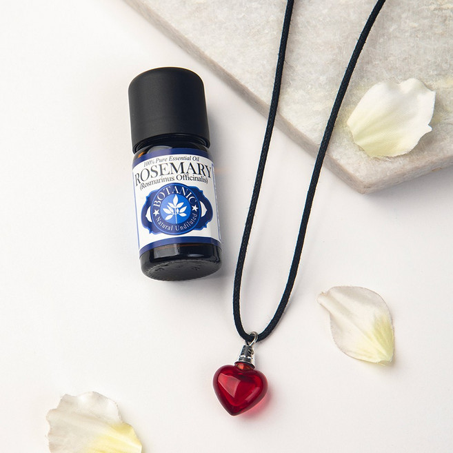 아로마 목걸이 에센셜 오일 세트, 26 하트 로즈, 05 페퍼민트, 1개, 10ml