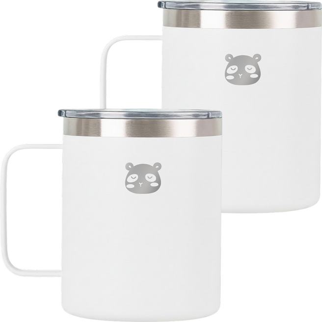 믿추 스텐 머그컵 텀블러 보온보냉, 화이트, 400ml, 2개